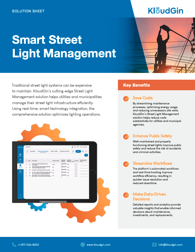 KloudGin's Smart Street Light Management Brochure