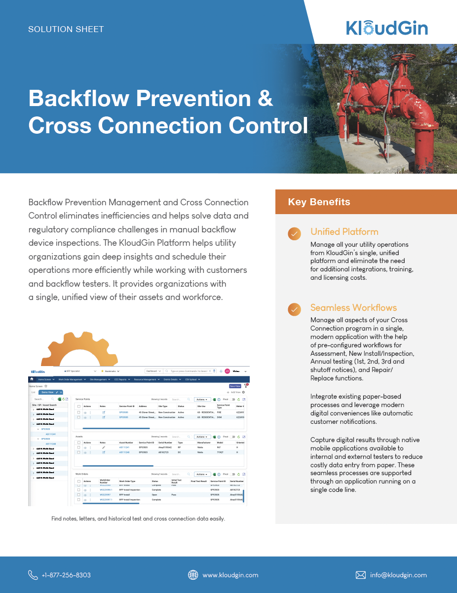 KloudGin backflow prevention & cross connection control brochure