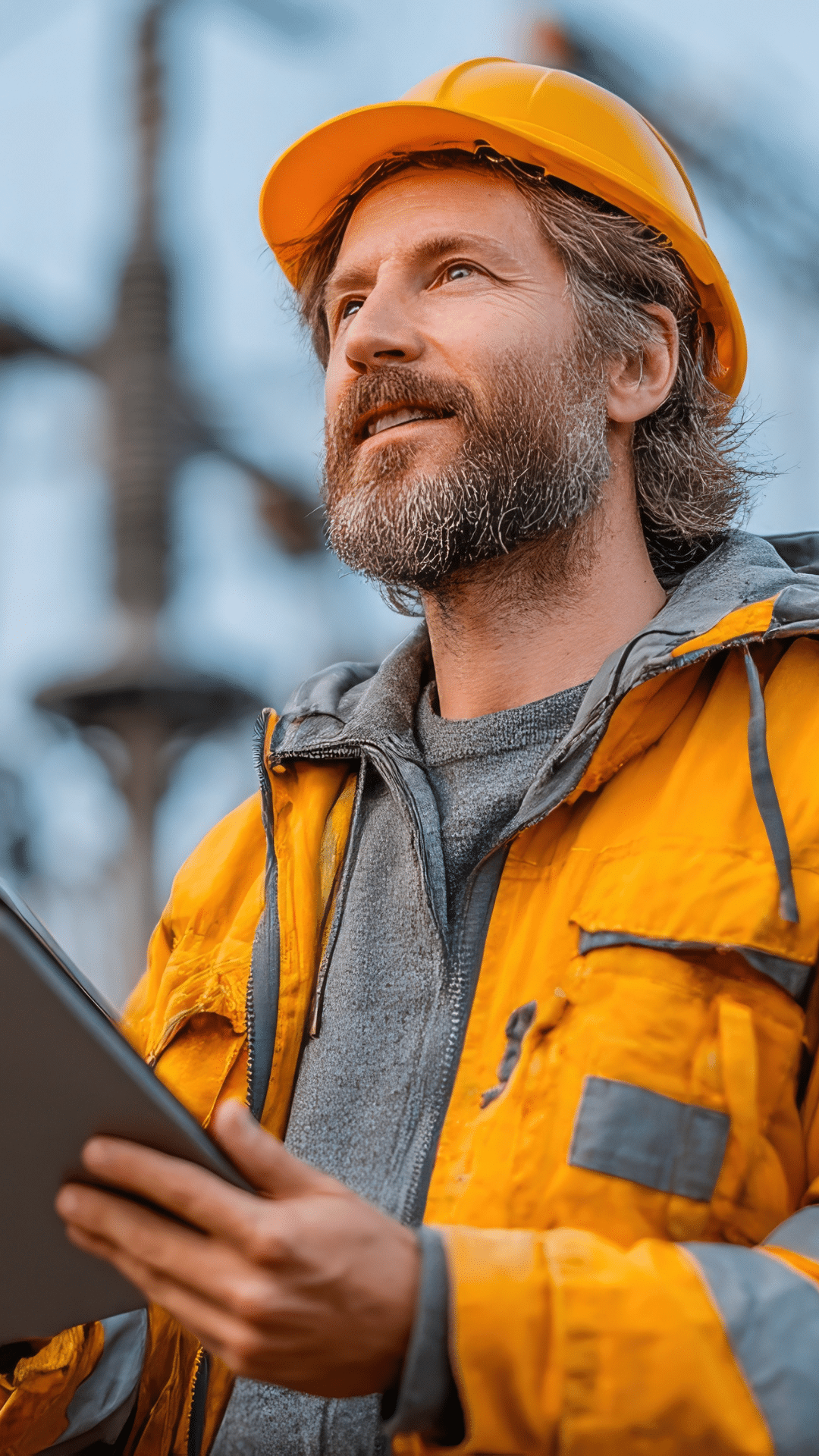 Utility worker with tablet