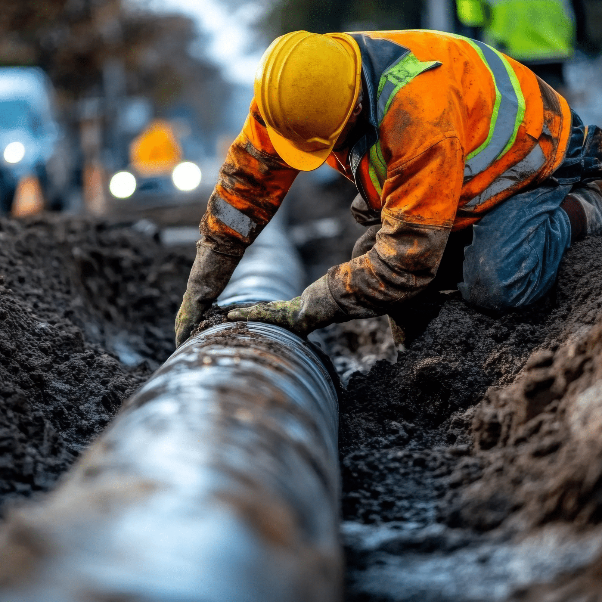 Water distribution field crew and pipeline
